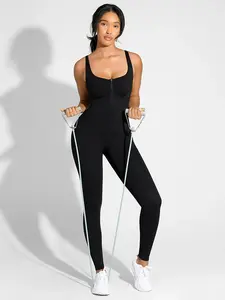 Shaping Sauna Compression Jumpsuit - Workout Jumpsuit Shapewear for Women with High-Elastic Fabric & Removable Cups