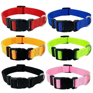 Nylon Webbing Dog Collar Fashion Buckle Pet Collar for Small Medium Dogs Chihuahua Dog Red Black Blue Orange Pet Accessory outdoor training