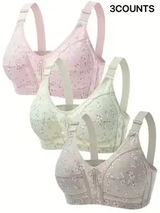 Ultimate Comfort Wireless Bra Set, Fashionable Print Design, Medium Support, Full Coverage, Casual Style, All Seasons, Multiple Sizes Available
