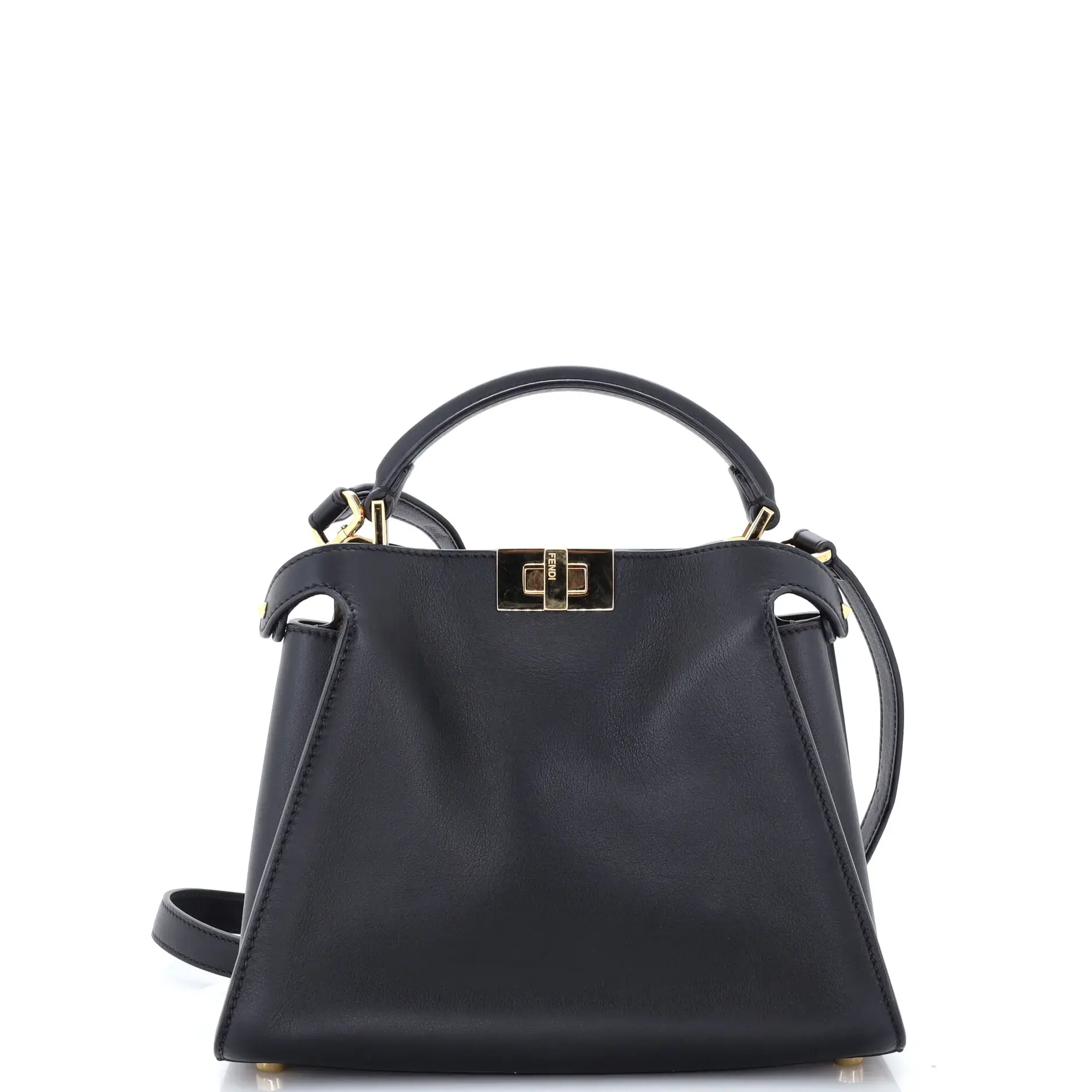 Pre-owned FENDI Leather Top Handle Bags Peekaboo Essentially Bag by Rebag