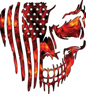 USA skull flag fire distressed decal sticker vinyl graphic american car truck window