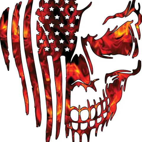American-Themed Fire Distressed Skull Flag Car Decal, Durable Vinyl for Daily Use, Removes Clean No Residue, Car Truck Window Vinyl Graphic Sticker