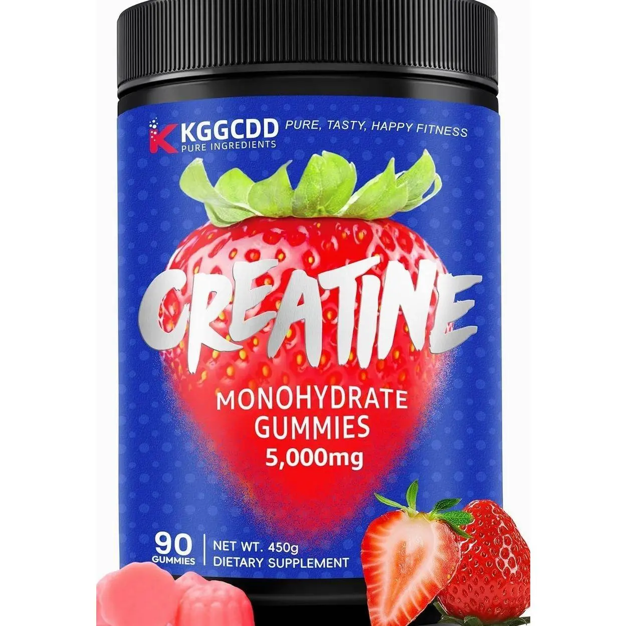 99.99% Creatine Monohydrate Gummies for Men & Women, 5,000mg Tasty Creatine Gummies for Muscle Strength, Endurance, Recovery & Sugar Free, Gluten-Free, Vegan, Non-GMO, 90 Count