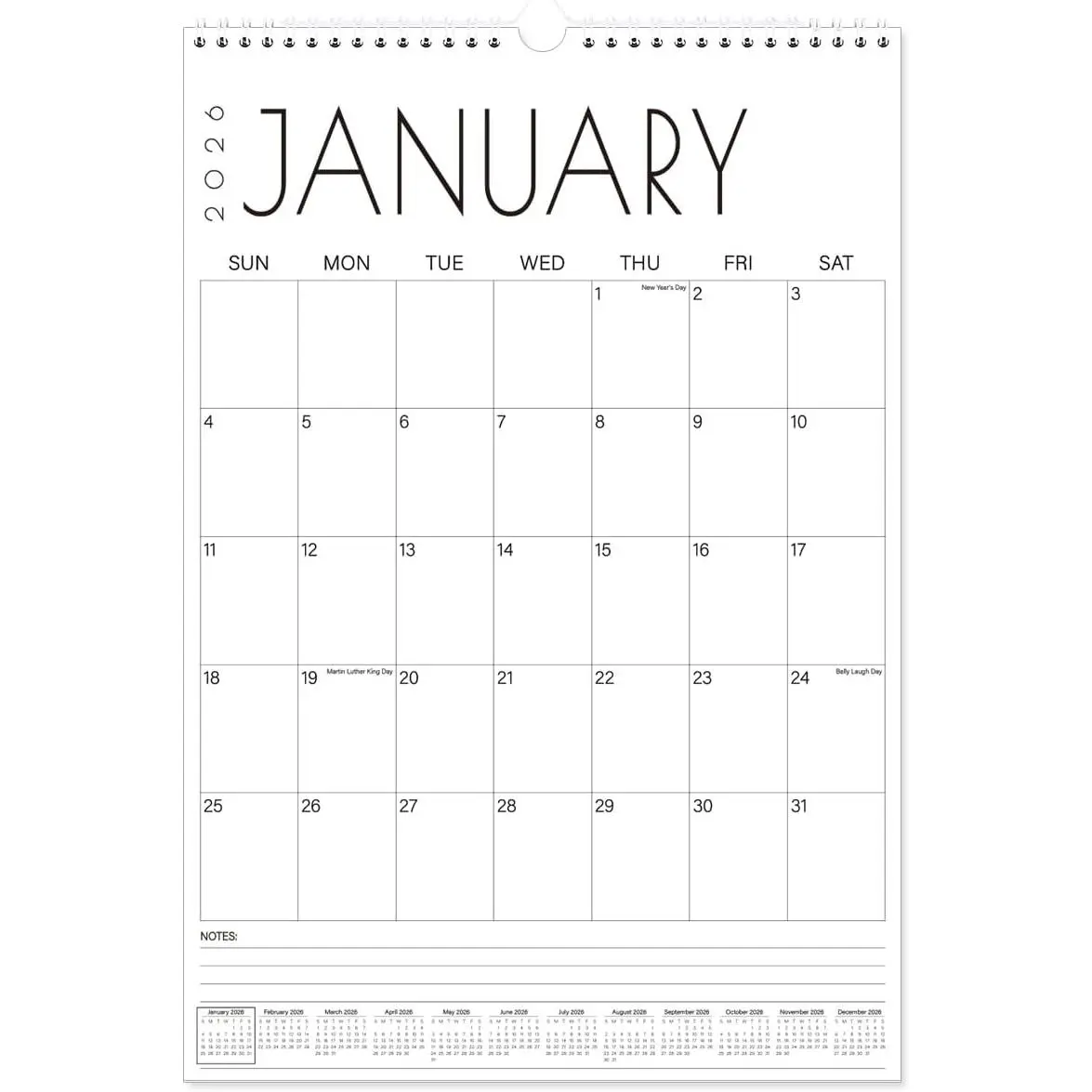 Calendar 2026-2027 - 15'' x 22''  Wall Calendar from April 2026 to June 2027, 2026-2027  Calendar with Holiday Marked,  Paper for Organizing, Vertical, Black Large
