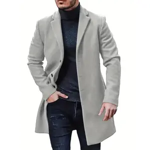 Discount Men's Retro Trench Coat, Semi-formal Warm Single Breasted Overcoat For Fall Winter Business Overgarment Menswear