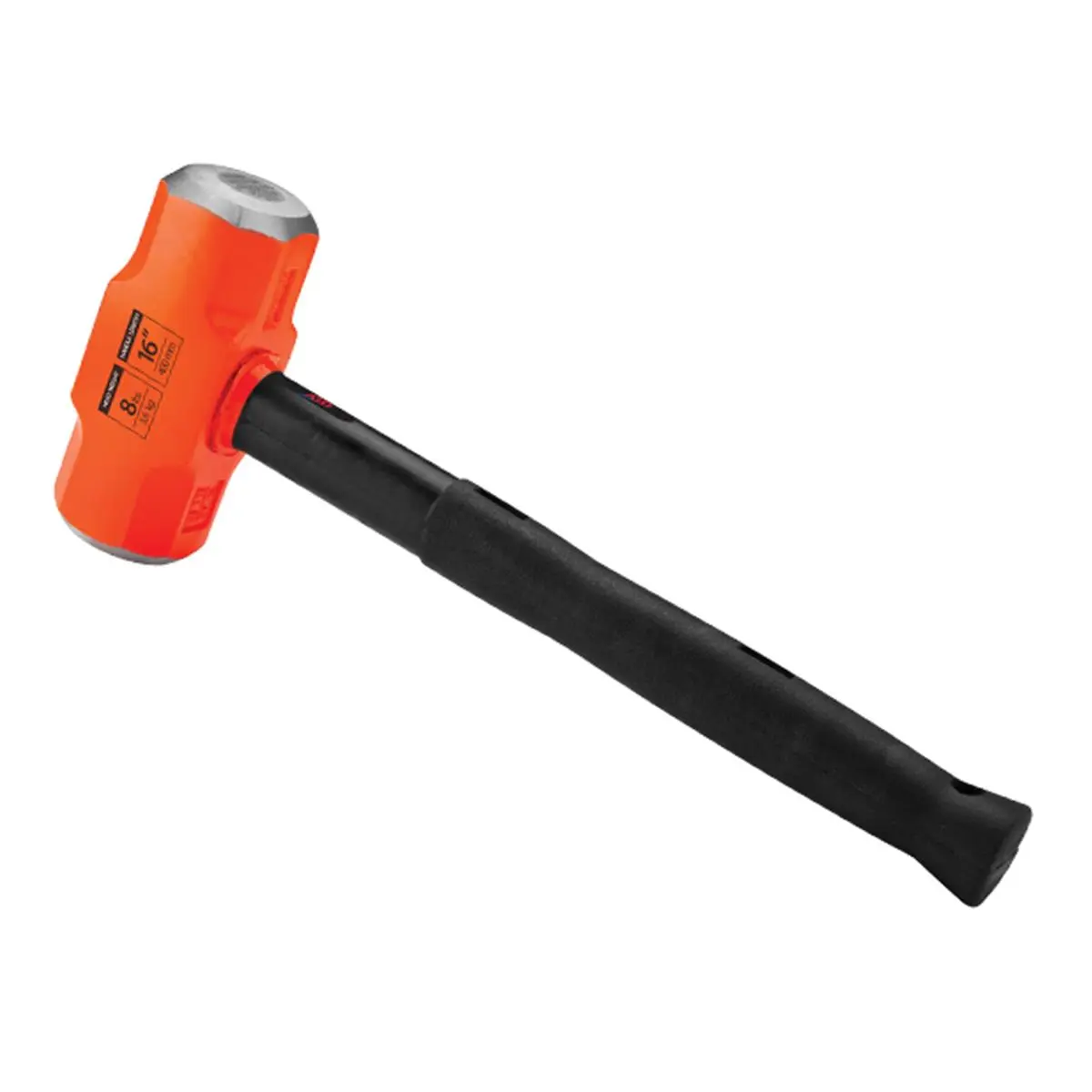 ATD Tools 8 lbs Forged Special Steel Sledge Hammer - 16 in Handle, Ergonomic Rubber Grip, Shock & Vibration Absorbing Rubber Hammer