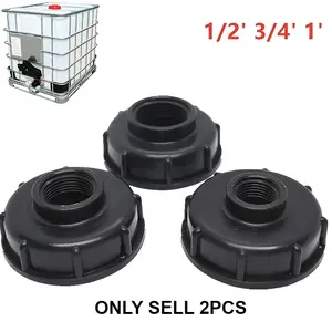 2pcs Durable Ibc Tank Fittings S60X6 Coarse Threaded Cap 60mm Female Thread to 1/2 ", 3/4", 1 "Adapter Connector Garden Hose Connectors
