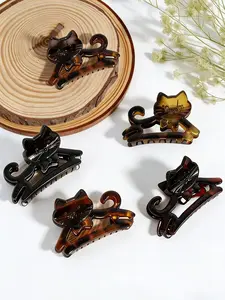 5pcs, Retro Hollow Cat Claw Clip, Hair Claws, Gradient Color Hairpin, Novel And Cute Shark Clip, Suitable for Ladies, Back of The Head Hair Clip, Medium-Sized Half-Tie Hair Clip, Casual Style Hair Additions, Hair Accessories