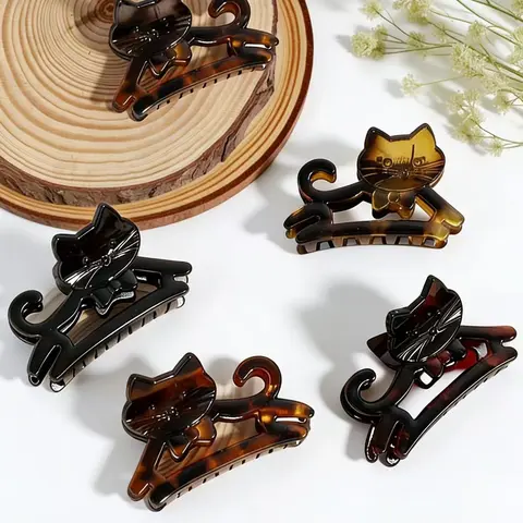 5pcs Retro Hollow Cat Claw Hair Clip Set, Gradient Shark Clips, Medium Half-Up Hair Claw Accessories for Women, Hair Clip In
