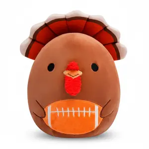 Lan&Zen Turkey Ace Plush with Football Design for Thanksgiving 12in Stuffed Animal