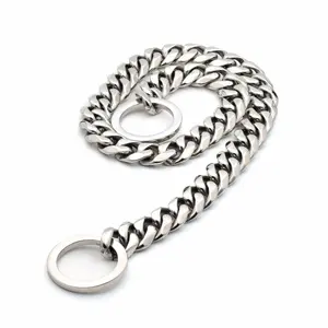 SILVER CUBAN LINK LUXURY DOG CHOKE CHAIN COLLAR