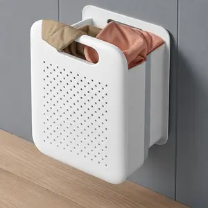Collapsible Laundry Basket, Space-Saving Wall-Mounted Hamper, Detachable Hanging Organizer for Home, Dorms, RVs, Measures 11.8" x 8" x 14.7" In (White)