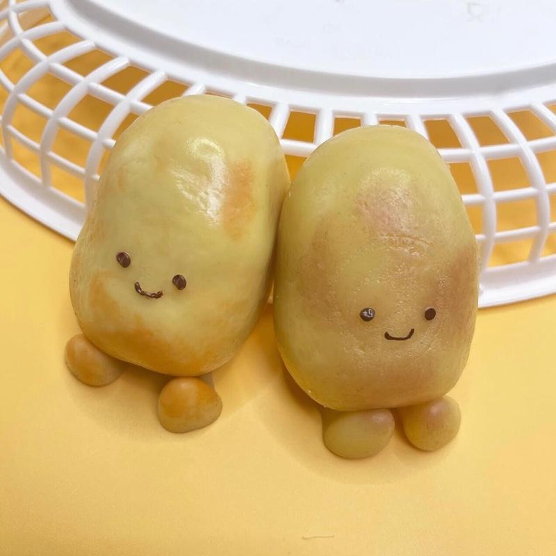 2Pcs Potato Taba Squishy, Kawaii Squeeze Toys Pinch Cute PVC Fufu Squishy Toys for Anxiety Relief, Soft Stress Toys for Party, Favors Novelty Things OPP Packaging, Silicone Slow-Rising