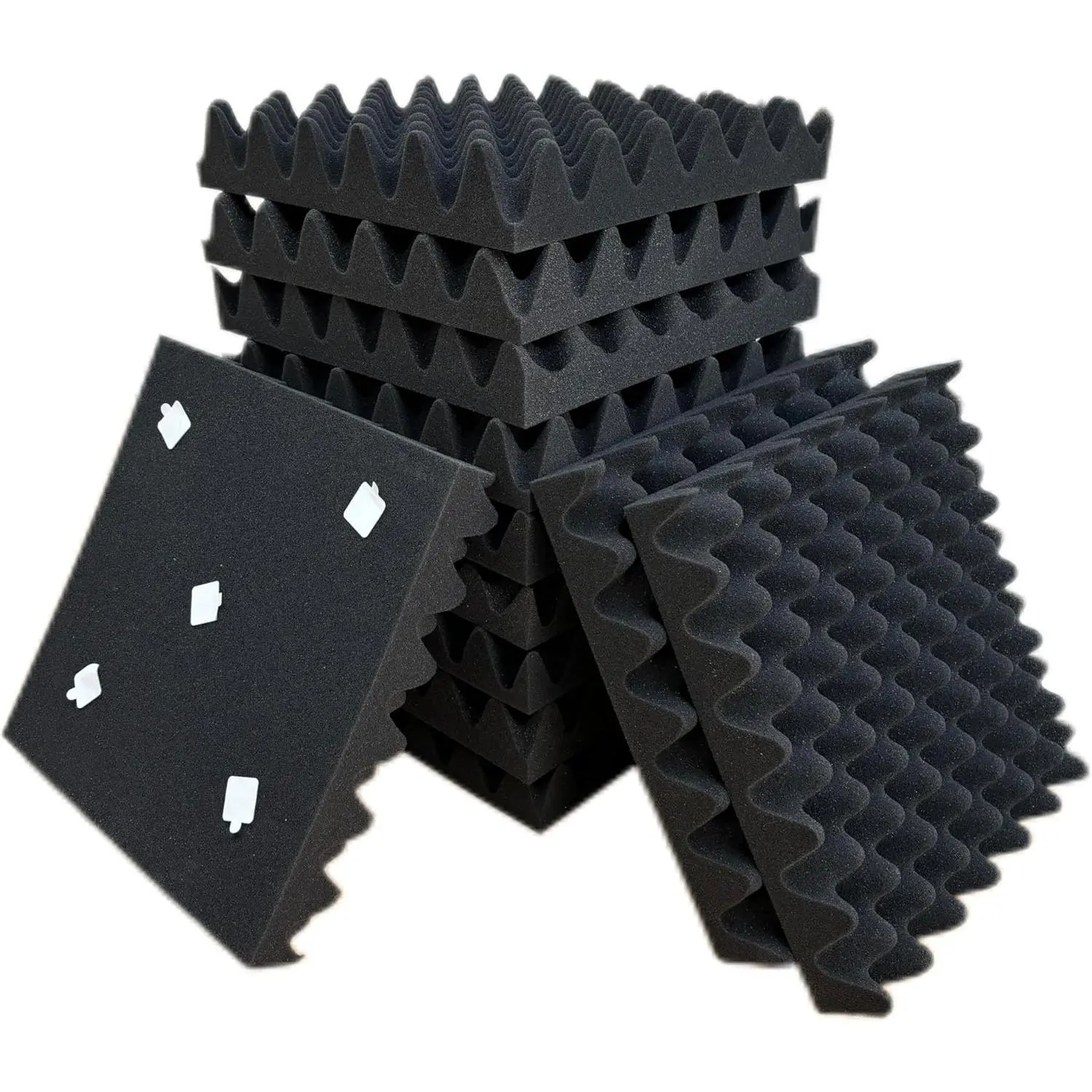 6 Pack Sound Proof  Panels for Wall,12" X 12" X 2" Egg Crate Soundproof Wall Panels for Studio,Room Acoustic  ,Sound Absorbing  Black (6Black)