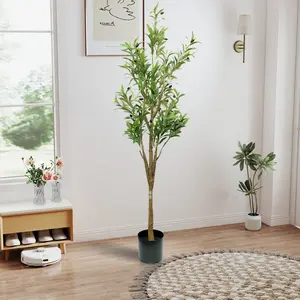 150cm Tall Artificial Olive Tree - Lifelike Faux Potted Plant , No Maintenance Greenery for Home Office Living Room Corner, Modern Indoor Outdoor Decoration boho style decor work small cute bedroom all-season wall shelf gothic organizer hanging wooden