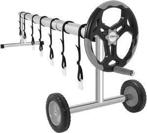 VINGLI Pool Reel Cover Set 18 FT Solar Cover Roller for Inground/Outdoor Swimming Pool Solar Cover Reel Well Made Aluminum Blanket Reel