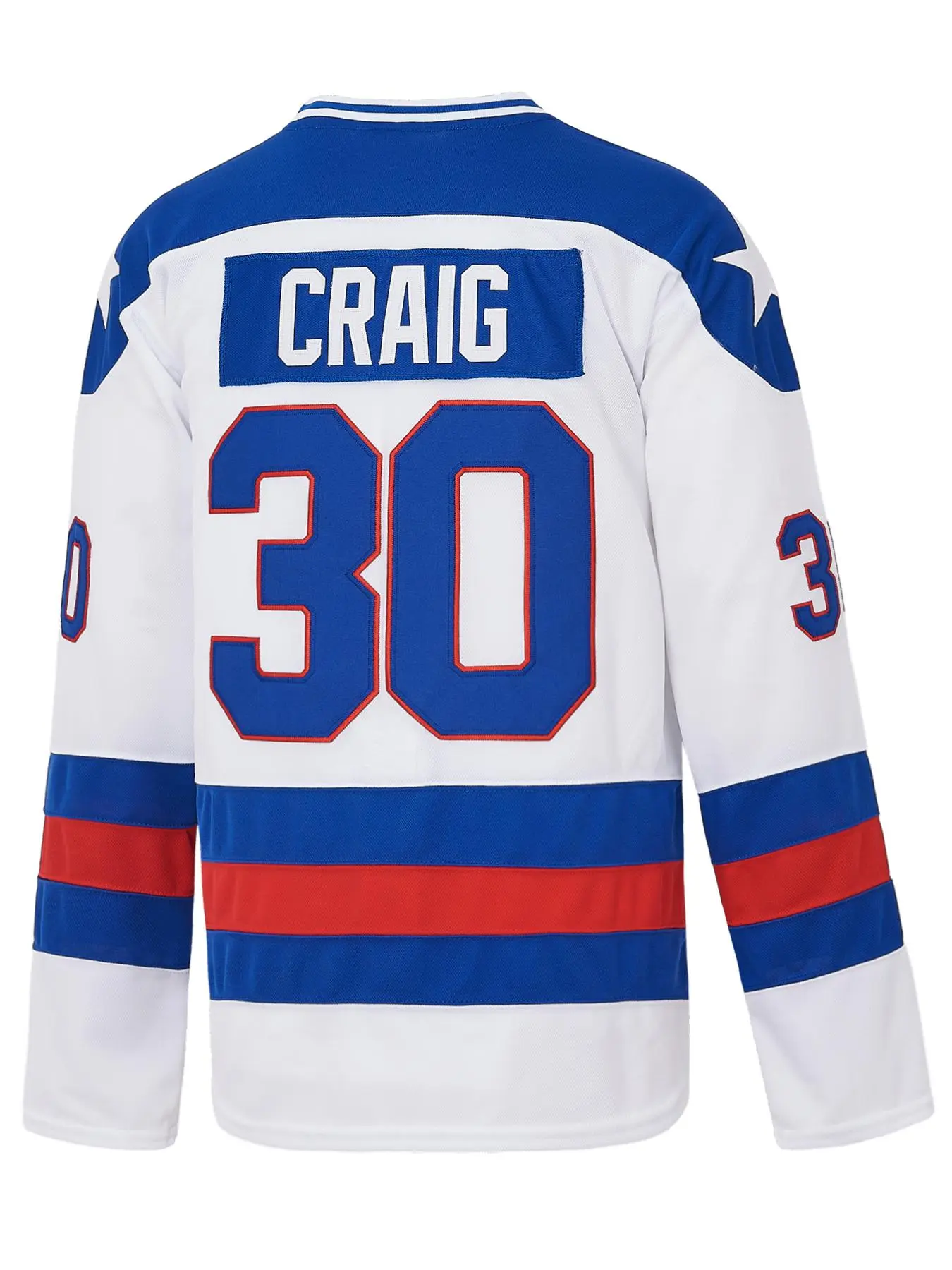 Men's 1980 USA Olympic Team Ice Hockey Throwback Replica Jersey - Embroidered Tackle Twill Lettering, Breathable V-Neck Cut, Athletic Fit Polyester Mesh Shirts, Fitted Unisex Daily Sportswear Top