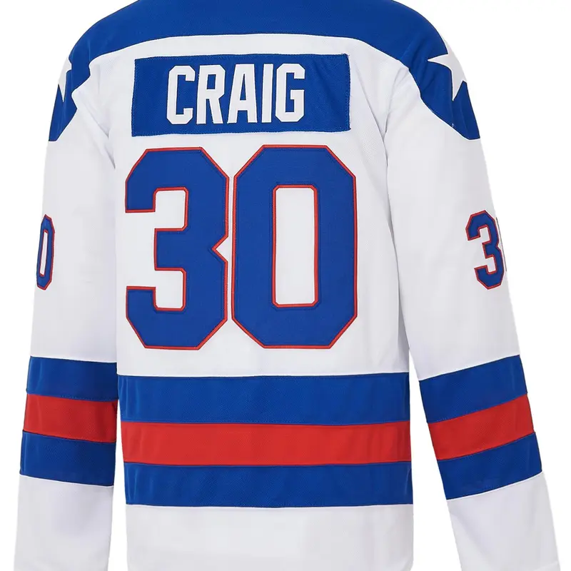 Men's 1980 USA Olympic Team Ice Hockey Throwback Replica Jersey - Embroidered Tackle Twill Lettering, Breathable V-Neck Cut, Athletic Fit Polyester Mesh Shirts, Fitted Unisex Daily Sportswear Top, Athletic Fit Shirts, Daily Wear Sportswear