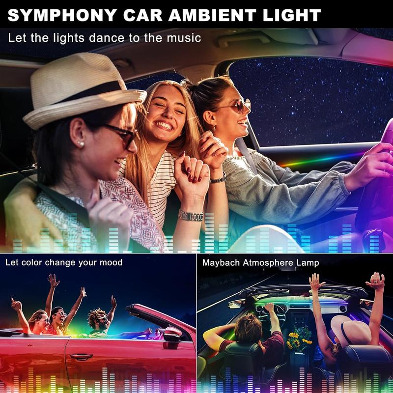 Acrylic Car LED Light, 43.3 in. Universal Car Light with LED Interior Lights, with USB Port, App Control, Music Sync, 146 LEDs Interior Lights, Perfect Gift for Women and Men