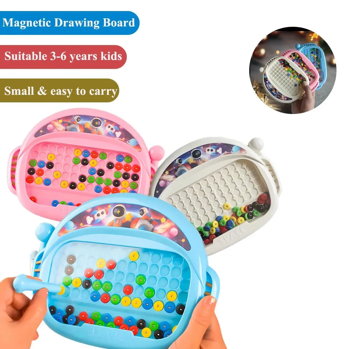 Magnetic Drawing Board Toy with Pen Bead Doodle Activity Board Birthday Gift