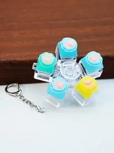 1pc Keyboard Fidget Spinner Keychain 5 Keycap Keyboard Fidget Clicker Keychain ,Cute Cat's Claw Keyboard Decompression Button Stress Keyboard Fidget Toy Make a sound for Relief Relief Stress Pass Time