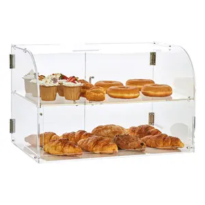 VEVOR Pastry Display Case, 2-Tier Commercial Countertop Bakery Display Case, Acrylic Display Box with Rear Door Access & Removable Shelves, Keep Fresh for Donut Bagels Cake Cookie, 22"x14"x14"