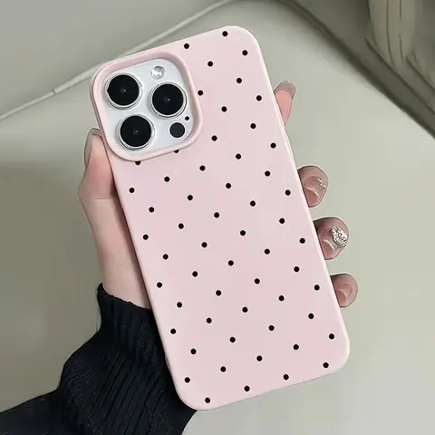 1pc Black Polka Dots UV Printed Protective Shockproof Case Cover Casing, for Cellphone Smartphone iPhone 17-11, Trendy Gift for All Occasions Protection