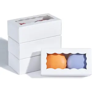 12 count 4.17 x 2.16 x 1.37 Inches Premium White Macaron Boxes for 2, Macaron Containers, Macaron Packaging for Wedding, Party, Thank You Favors