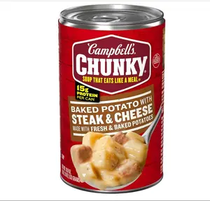 Campbell's Chunky Soup, Baked Potato with Steak and Cheese, 18.8 Oz - Perfect for Busy Weeknights, Made with Quality Ingredients