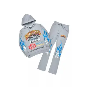 Colorful Race Heather Grey Hoodie Stacked Track Set