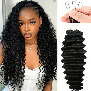 [NEW IN] Pre-divided Bulk Hair for Braiding Deep Wave Crochet Human Hair Knotless Miracle Knots Hair Extensions Boho Braids Invisible curly burmese bundles