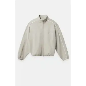 Fear of God ESSENTIALS Men's Heather Stone & Cloud White Modern Fleece Track Jacket