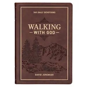 Devotional Walking with God Large Print Faux Leather -- David Jeremiah - Leather