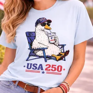 Comfort Colors Chill Duck USA 250 Shirt, Funny Patriotic Animal Graphic Tee, 4th of July Shirt, Independence Day Gift for Men, Women
