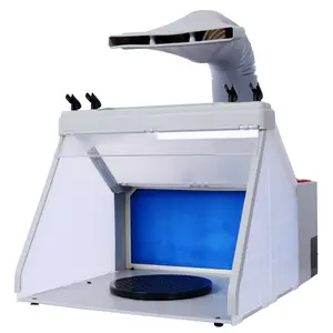 Hdmw Portable Airbrush Spray Booth Kit, Airbrush Paint Booth for Models, Includes 3 Led Lights, 4 Airbrush Holders and 1 Paint Holder, for Crafts Airbrushing, Cake Decorations