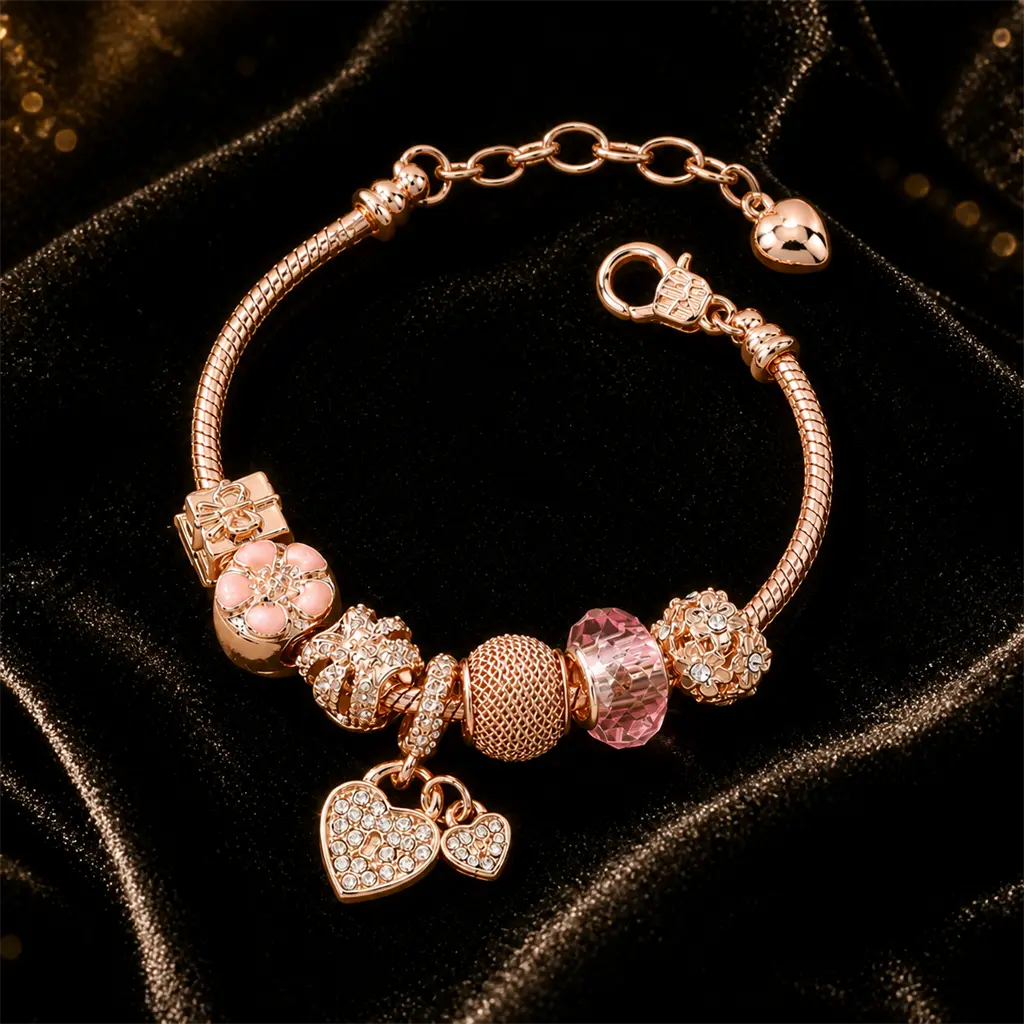 Rose Gold Double Heart