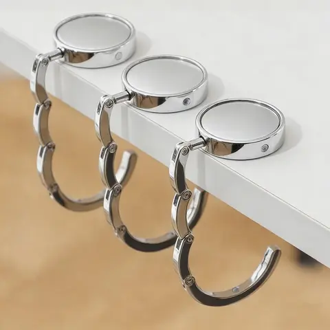 1 Pc Foldable Bag Hook, Zinc Alloy Purse Hanger, Adhesive-Free Table Hook for Handbags, Desk Organizer for Women, Bag Accessory