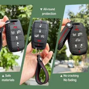 Ram 1500 accessories Silicone Car Remote Cover Keychain Holder For dodge charger 1500 Ram 2500 TRX Key Case Caps