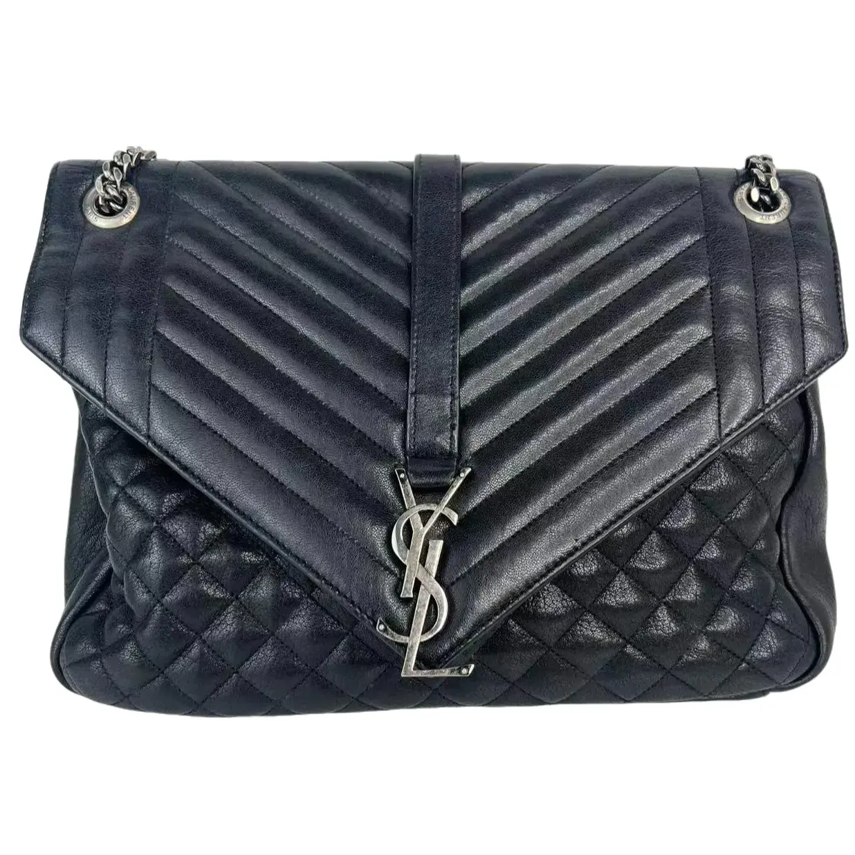 Pre-owned Yves Saint Laurent Leather Crossbody Bags Black Classic Monogram Slouchy Envelope Crossbody Bag