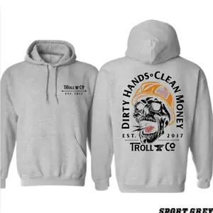 Blue Collar Dirty Hands Clean Money Hoodie, Skull Hard Hat Graphic Hoodie, Construction Worker Gift, Electrician Lineman Welder Shirt, Funny Workwear Hoodie Men Women