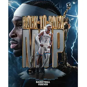 Shai-Gilgeous-Alexander Oklahoma City Thunder 2026 Back-To-Back MVP Paper Poster, Home Decor Wall Art Print