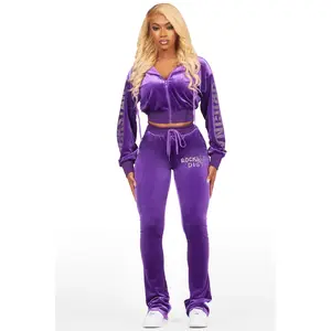 Shakura Purple Stacked Rhinestone Velour Trackset