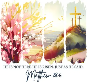 DTF Transfer – GR He is Risen Multi Sizes