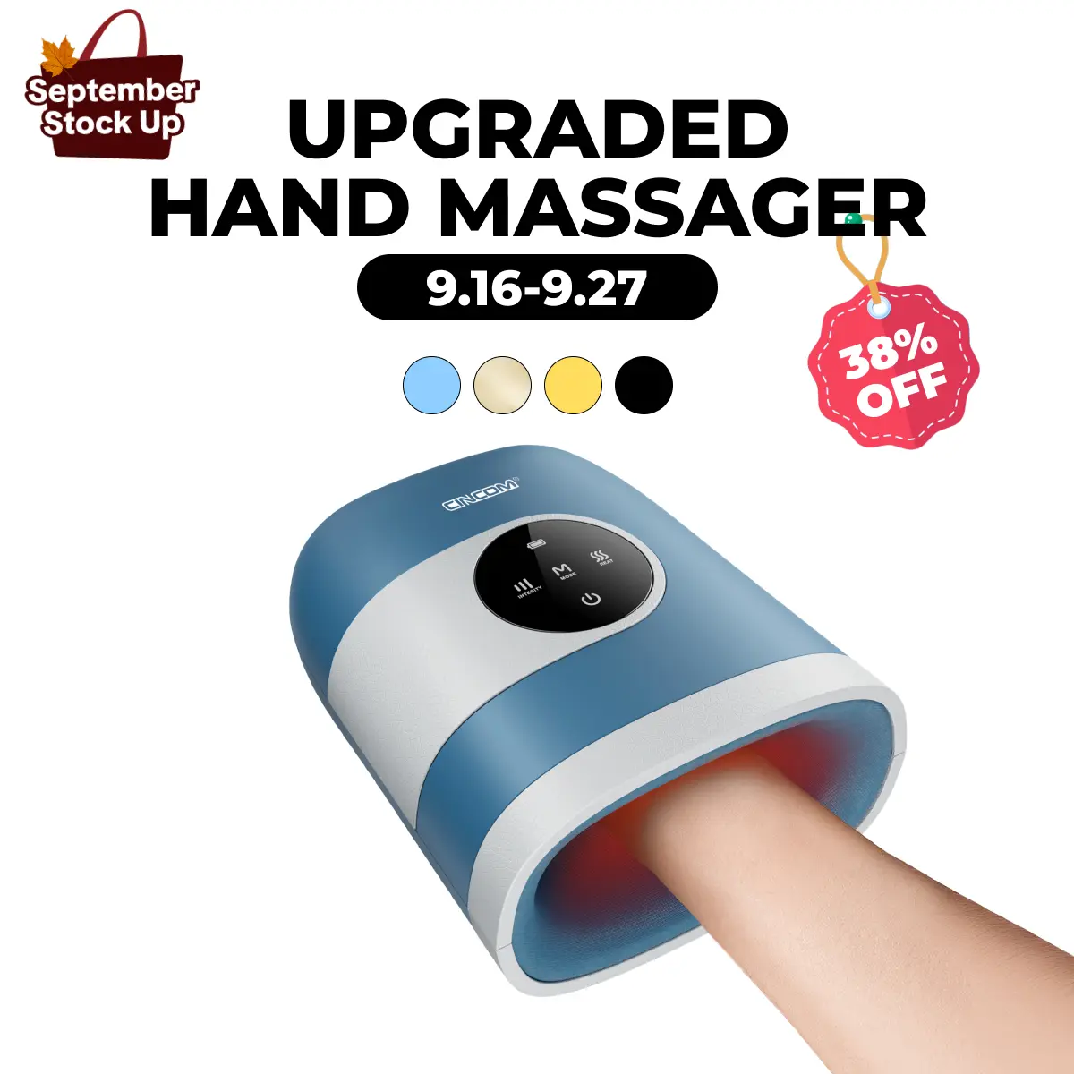 CINCOM Upgraded Hand Massager, Cordless Finger Soother with Customizable Settings, Rechargeable with Comfort Warmth, Provides Ultimate Relaxation, Wonderful Gift for Black Friday, Thanksgiving, Christmas, Birthdays & More,dorm essentials