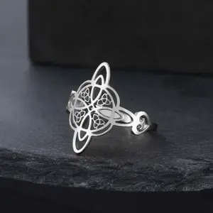 Irregular hollow witch knot ring, couple men and women faith protection knot jewelry gift