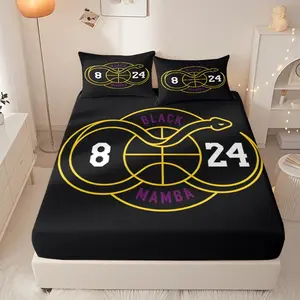 The Black Mamba spirit lives on; Kobe Bryant #8 and #24 pattern bedding set includes one fitted sheet and two pillowcases. Soft, easy to care for, durable, and suitable for all seasons.