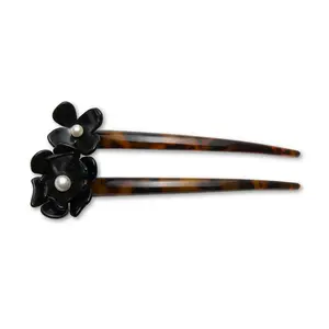 JET TORTOISE PETUNIA HAIR PIN