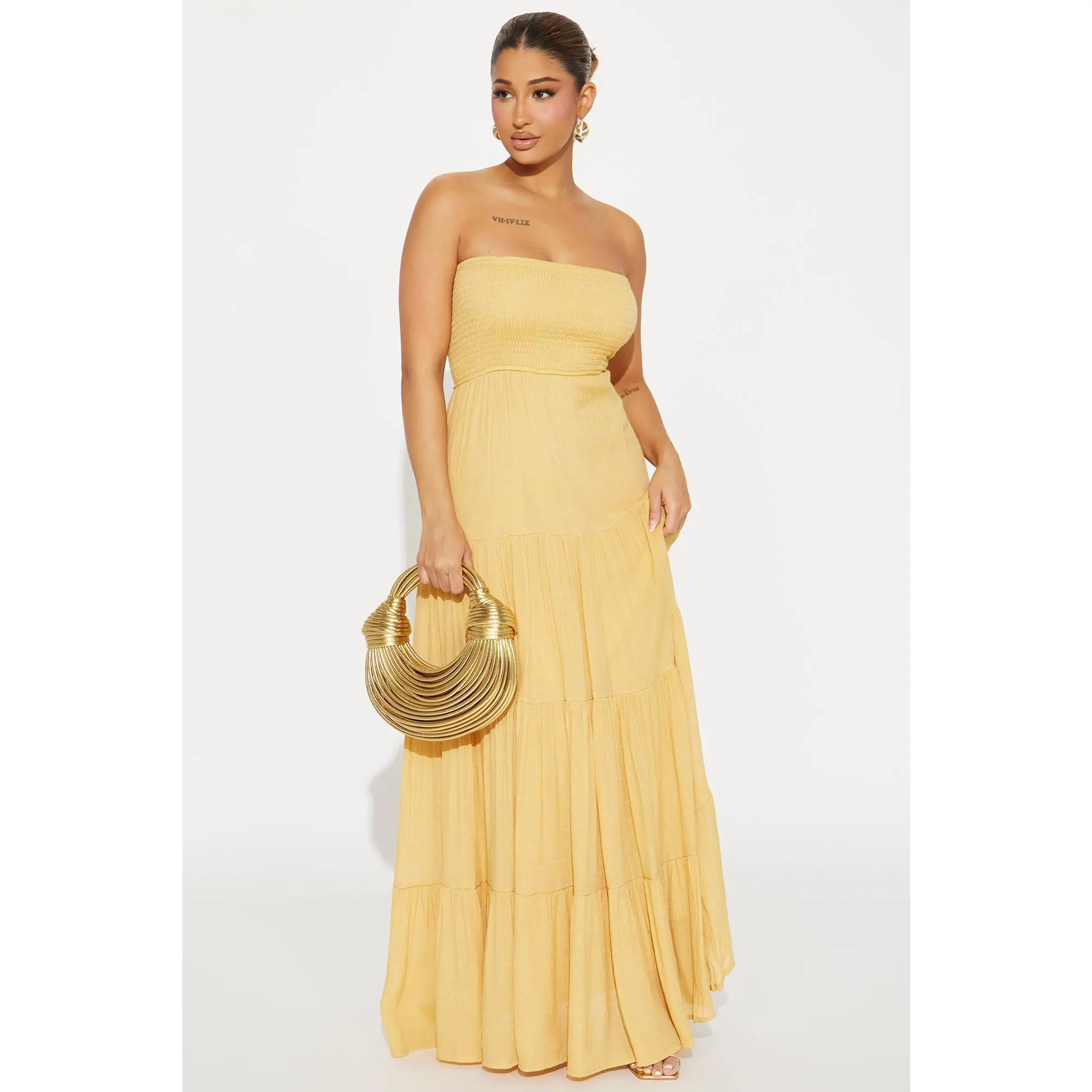 Juliette Tube Maxi Dress - Mustard