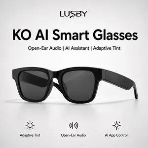 LUSBY KO AI Smart Glasses, Light-Adaptive Auto-Tint Bluetooth Audio Glasses with Real-Time Translation, Voice Assistant, Meeting Recording, Hands-Free Calls for Driving, Business Travel & Daily Use