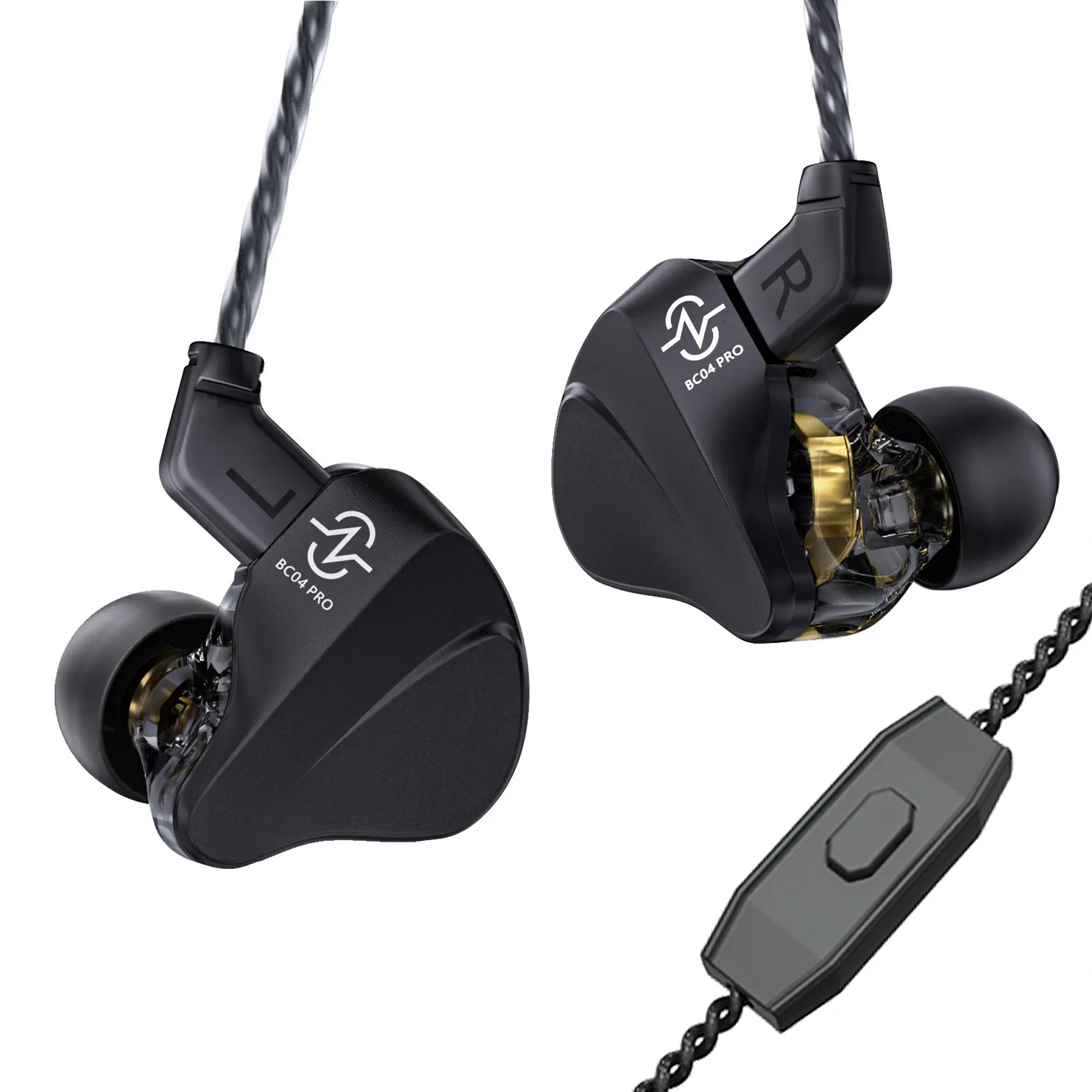 CCZ BC04 Pro-Duet Wired In-Ear Monitor Headset - 1DD+1BA Hybrid Audio Earbuds, 3.5 mm Jack, Detachable OFC Cable (Optional Microphone), Sound Isolation, Game Console Compatibility, Non-Water Resistant